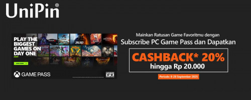 Nikmati Ratusan Game Favorit dengan PC Game Pass! Cashback 20% Hingga Rp20.000 di UniPin!